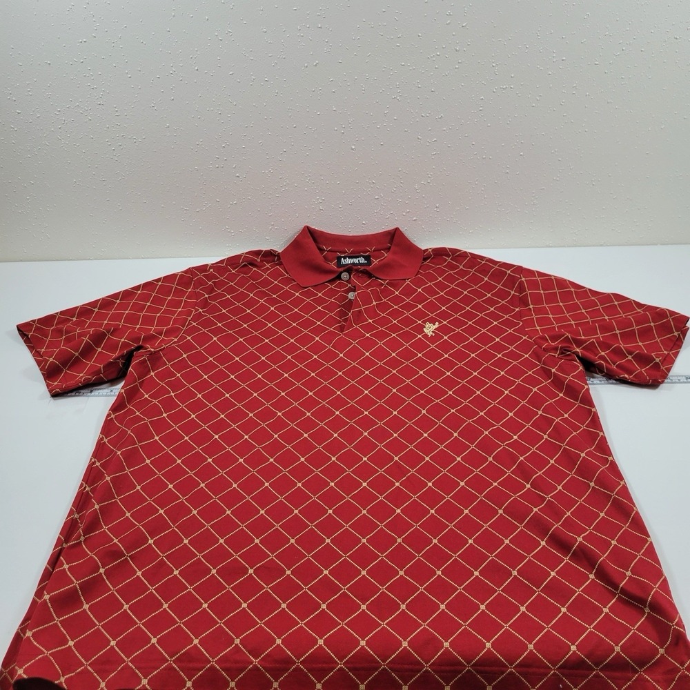 Ashworth Men's Short Sleeve Golf shirt Double Mercerized Cotton Size M Red